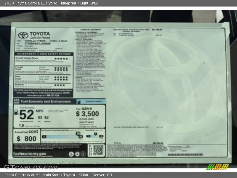 Blueprint / Light Gray 2020 Toyota Corolla LE Hybrid