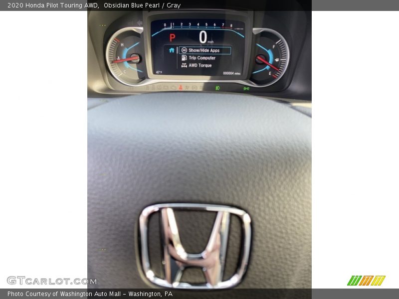 Obsidian Blue Pearl / Gray 2020 Honda Pilot Touring AWD