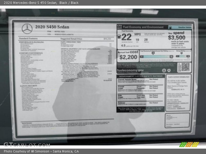 Black / Black 2020 Mercedes-Benz S 450 Sedan