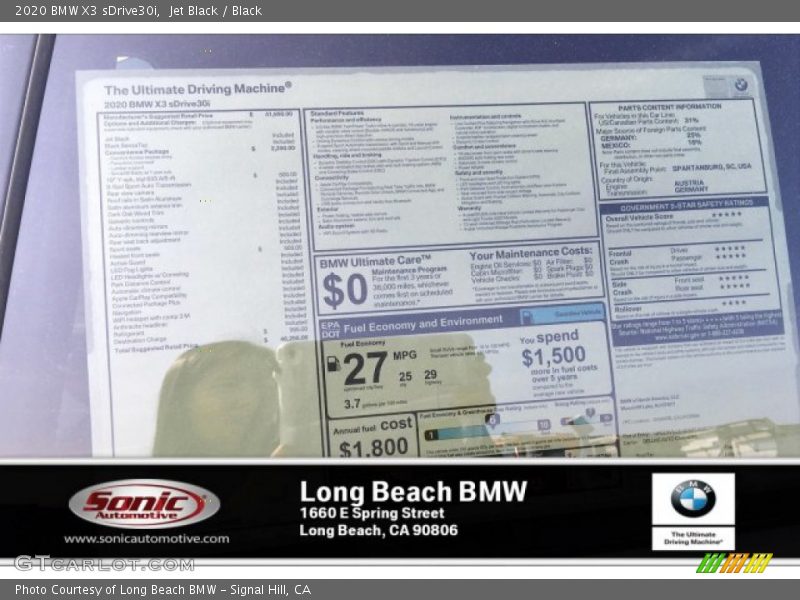 Jet Black / Black 2020 BMW X3 sDrive30i