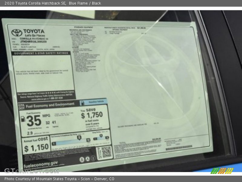 Blue Flame / Black 2020 Toyota Corolla Hatchback SE