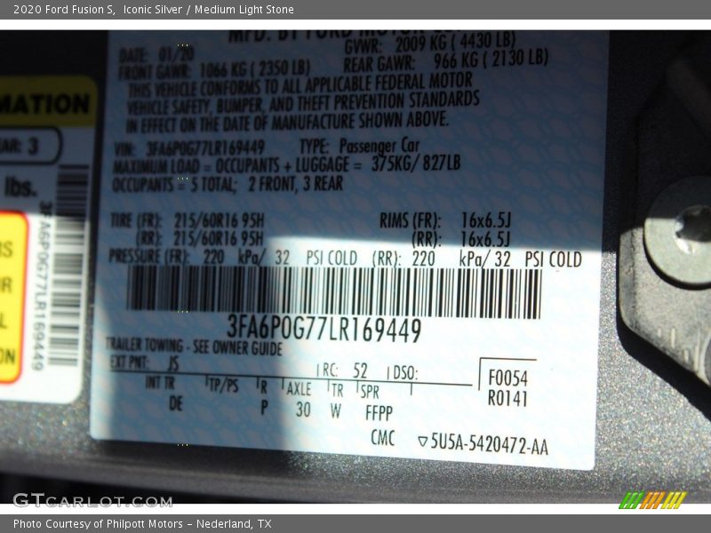 Iconic Silver / Medium Light Stone 2020 Ford Fusion S
