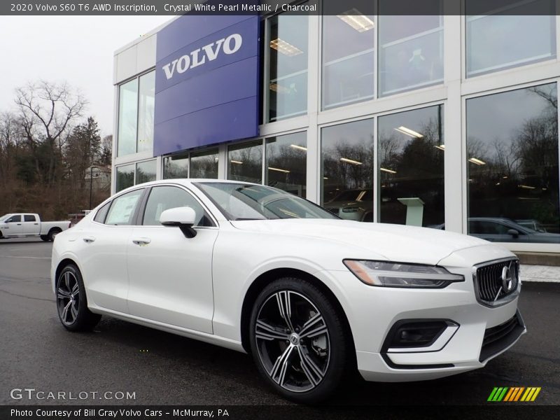 Crystal White Pearl Metallic / Charcoal 2020 Volvo S60 T6 AWD Inscription
