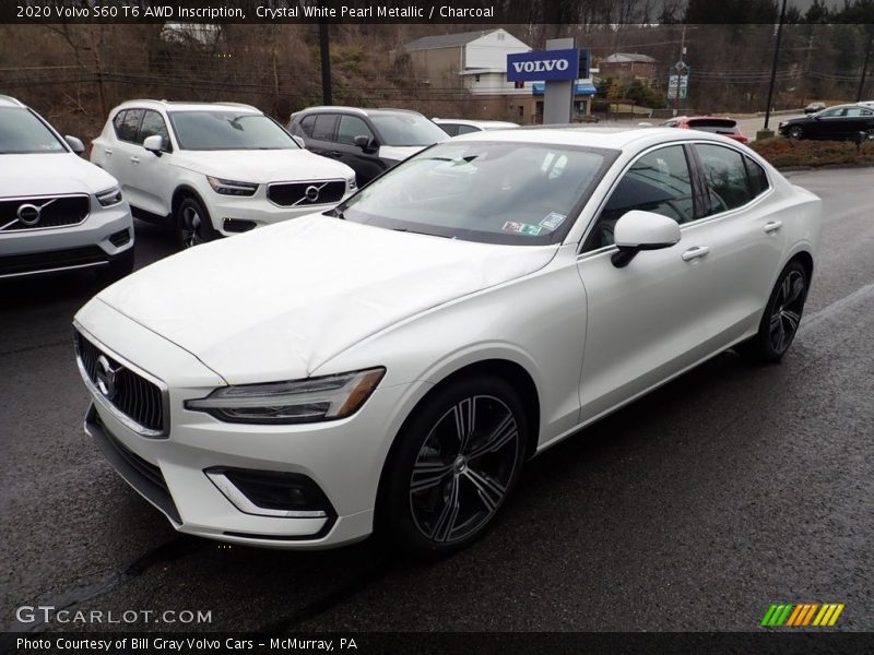 Crystal White Pearl Metallic / Charcoal 2020 Volvo S60 T6 AWD Inscription