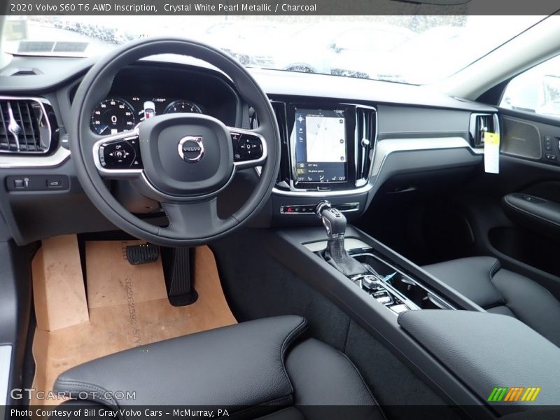 Crystal White Pearl Metallic / Charcoal 2020 Volvo S60 T6 AWD Inscription