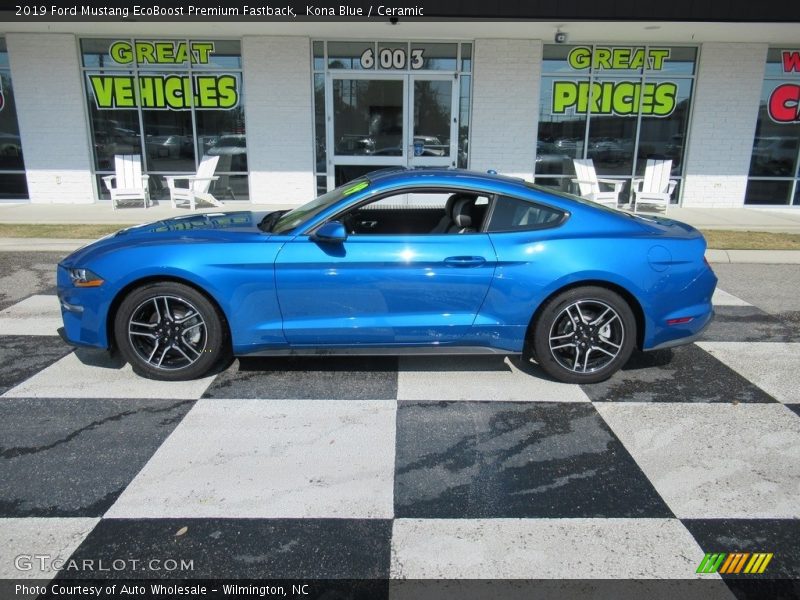 Kona Blue / Ceramic 2019 Ford Mustang EcoBoost Premium Fastback