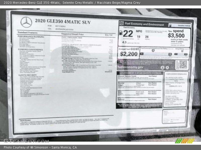 Selenite Grey Metallic / Macchiato Beige/Magma Grey 2020 Mercedes-Benz GLE 350 4Matic