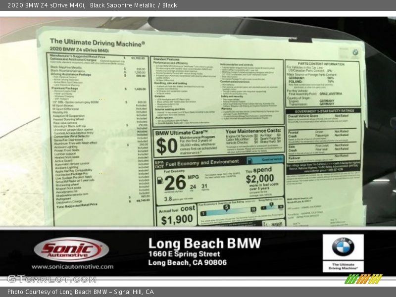 Black Sapphire Metallic / Black 2020 BMW Z4 sDrive M40i