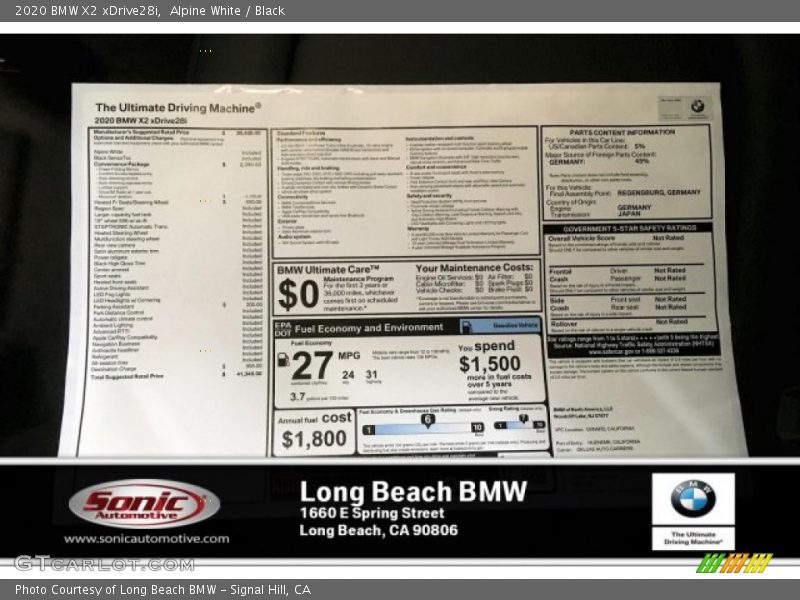 Alpine White / Black 2020 BMW X2 xDrive28i