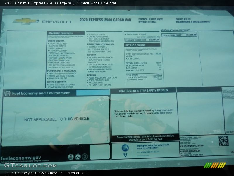 Summit White / Neutral 2020 Chevrolet Express 2500 Cargo WT