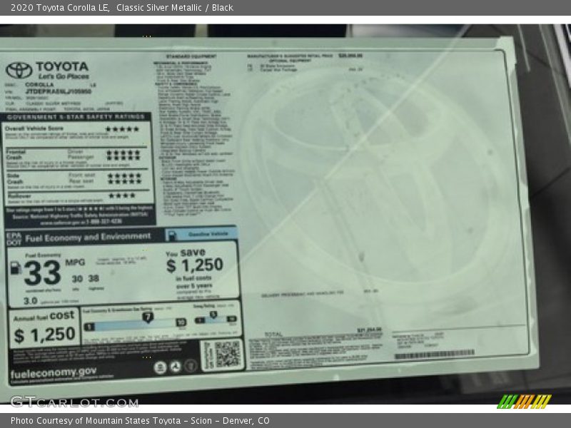 Classic Silver Metallic / Black 2020 Toyota Corolla LE