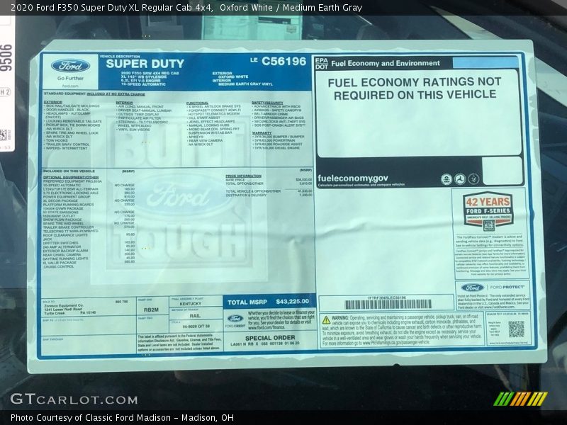 Oxford White / Medium Earth Gray 2020 Ford F350 Super Duty XL Regular Cab 4x4