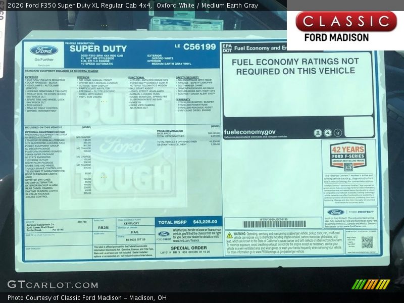 Oxford White / Medium Earth Gray 2020 Ford F350 Super Duty XL Regular Cab 4x4