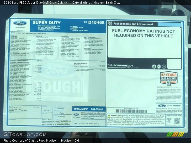  2020 F350 Super Duty XLT Crew Cab 4x4 Window Sticker