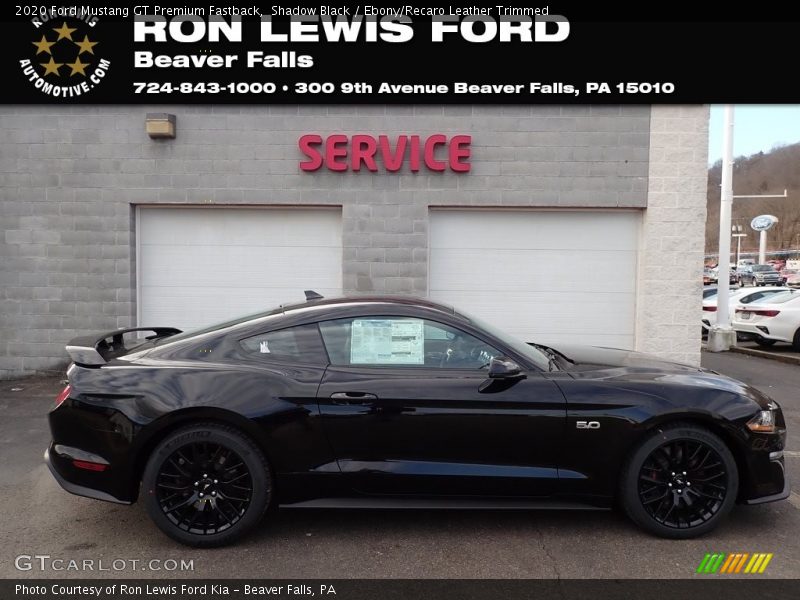 Shadow Black / Ebony/Recaro Leather Trimmed 2020 Ford Mustang GT Premium Fastback