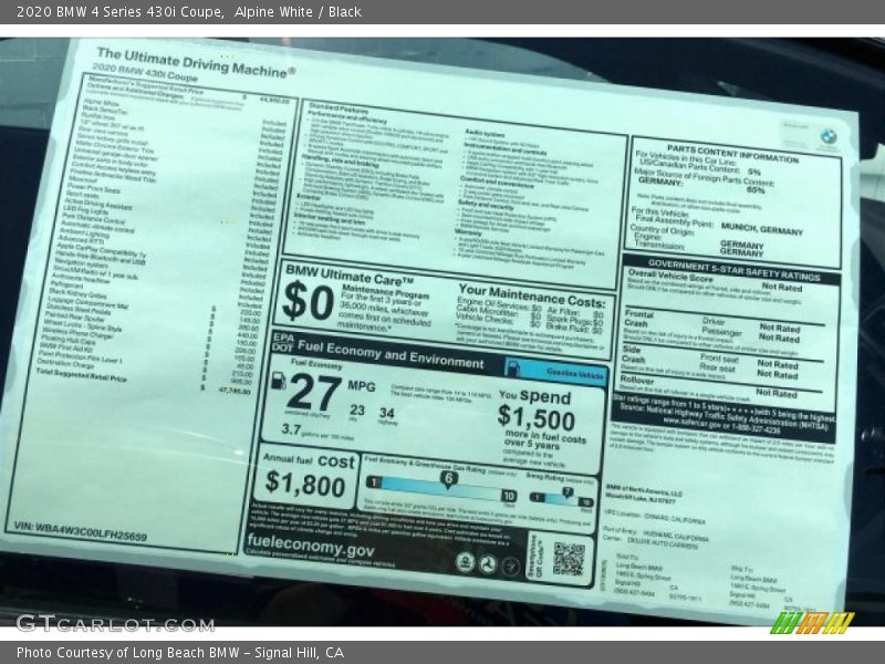 Alpine White / Black 2020 BMW 4 Series 430i Coupe
