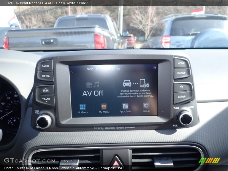 Chalk White / Black 2020 Hyundai Kona SEL AWD