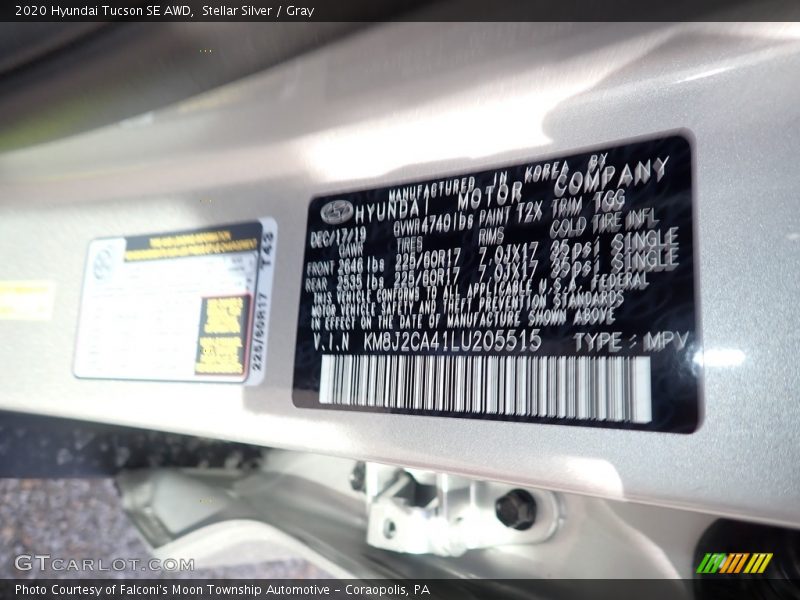 Stellar Silver / Gray 2020 Hyundai Tucson SE AWD