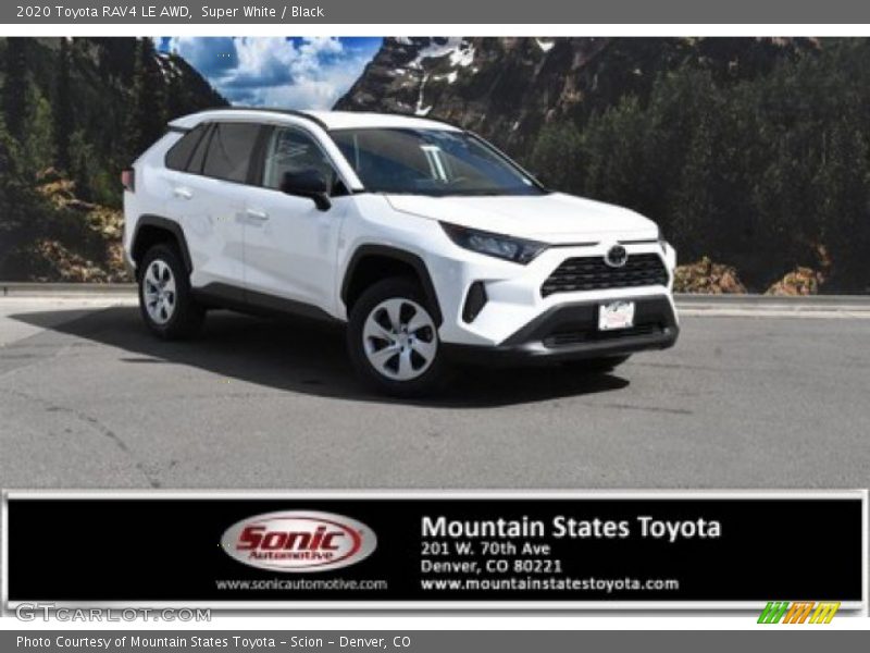 Super White / Black 2020 Toyota RAV4 LE AWD