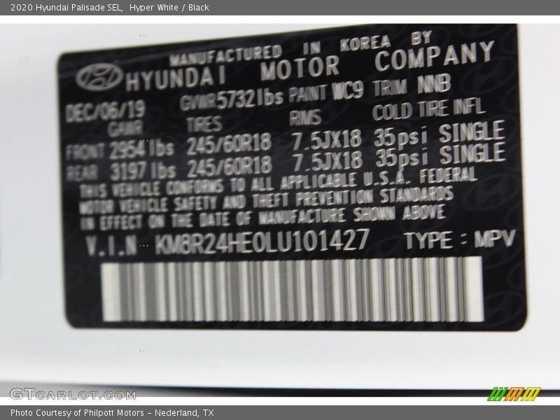 Hyper White / Black 2020 Hyundai Palisade SEL