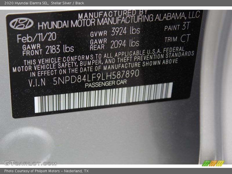 Stellar Silver / Black 2020 Hyundai Elantra SEL