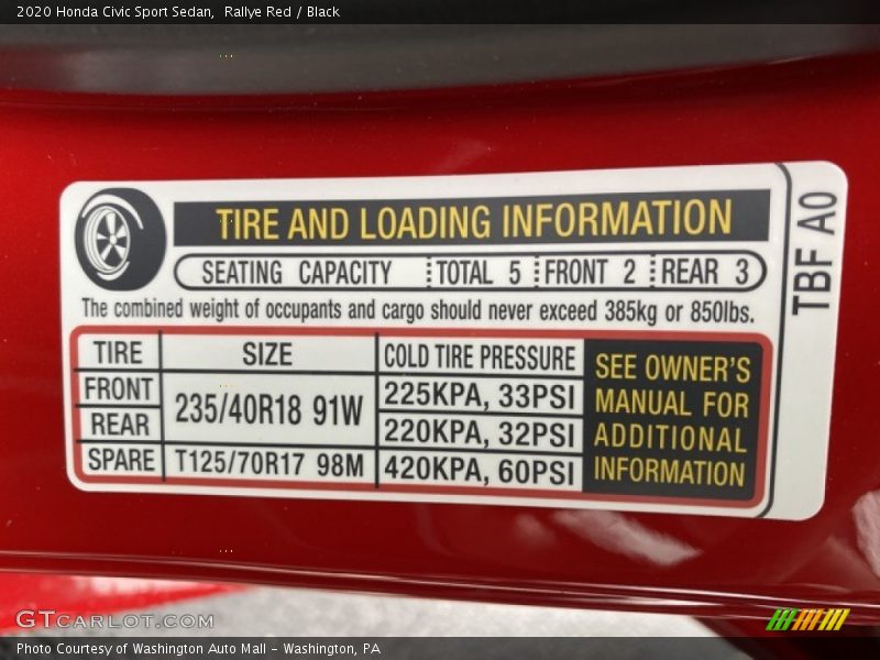 Rallye Red / Black 2020 Honda Civic Sport Sedan