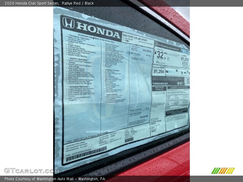 Rallye Red / Black 2020 Honda Civic Sport Sedan