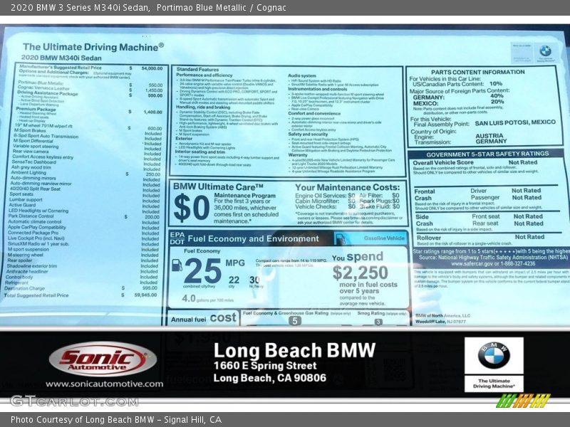 Portimao Blue Metallic / Cognac 2020 BMW 3 Series M340i Sedan