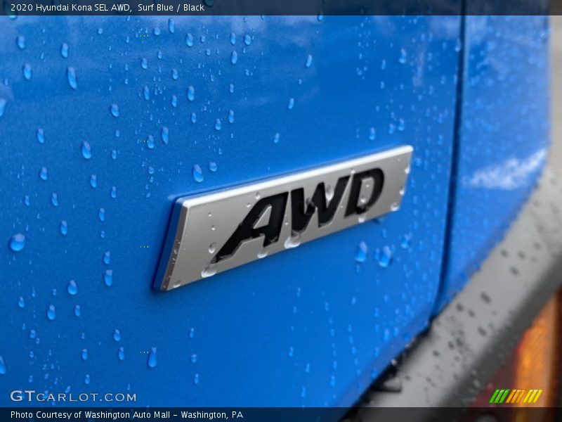 Surf Blue / Black 2020 Hyundai Kona SEL AWD
