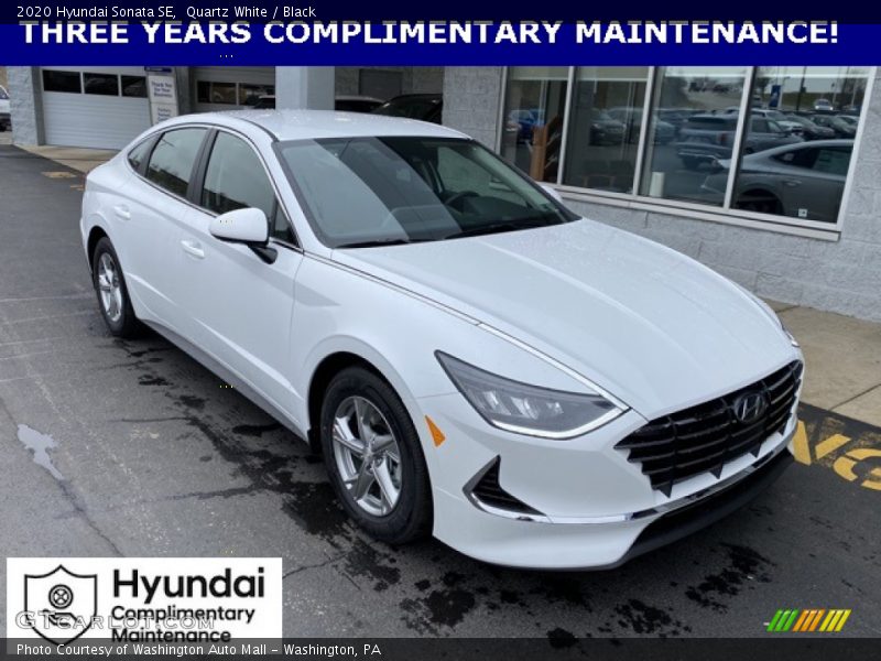 Quartz White / Black 2020 Hyundai Sonata SE