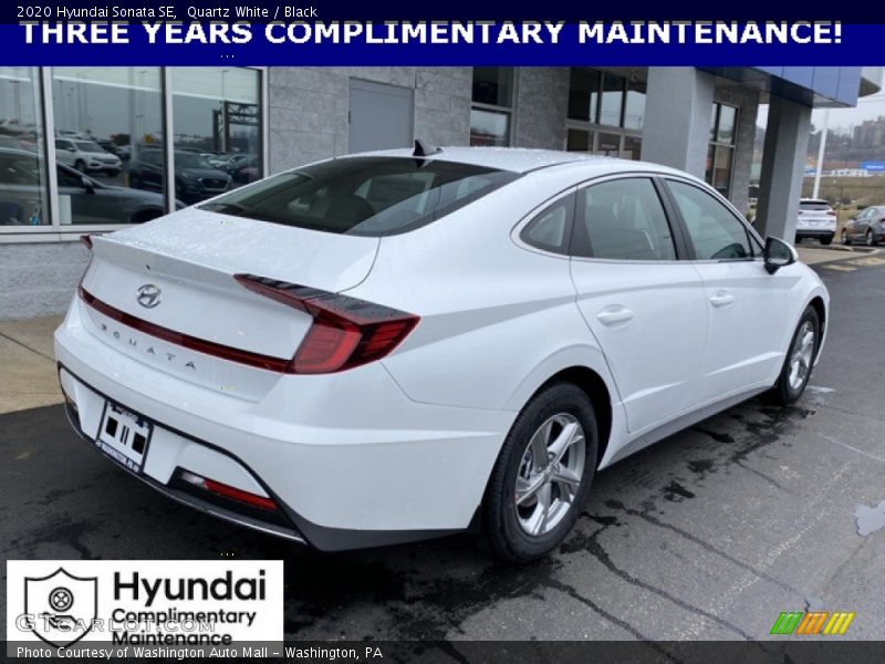 Quartz White / Black 2020 Hyundai Sonata SE