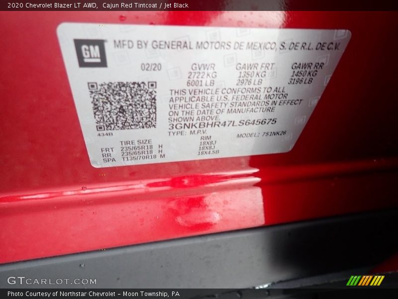 Cajun Red Tintcoat / Jet Black 2020 Chevrolet Blazer LT AWD