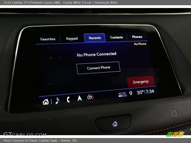 Crystal White Tricoat / Sedona/Jet Black 2019 Cadillac XT4 Premium Luxury AWD