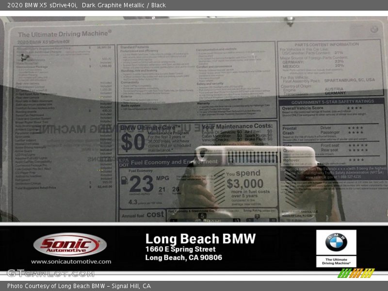 Dark Graphite Metallic / Black 2020 BMW X5 sDrive40i