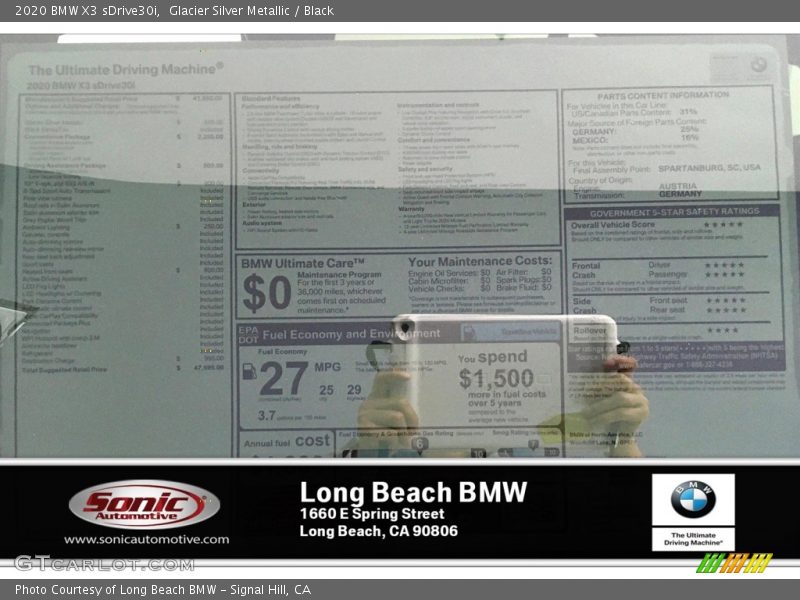 Glacier Silver Metallic / Black 2020 BMW X3 sDrive30i