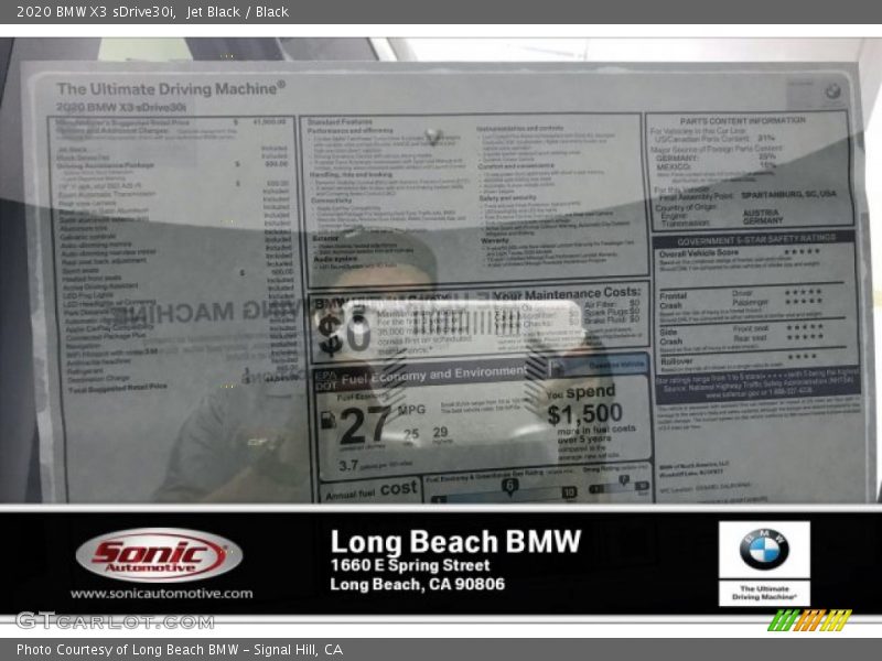 Jet Black / Black 2020 BMW X3 sDrive30i