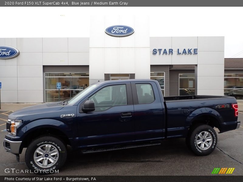 Blue Jeans / Medium Earth Gray 2020 Ford F150 XLT SuperCab 4x4