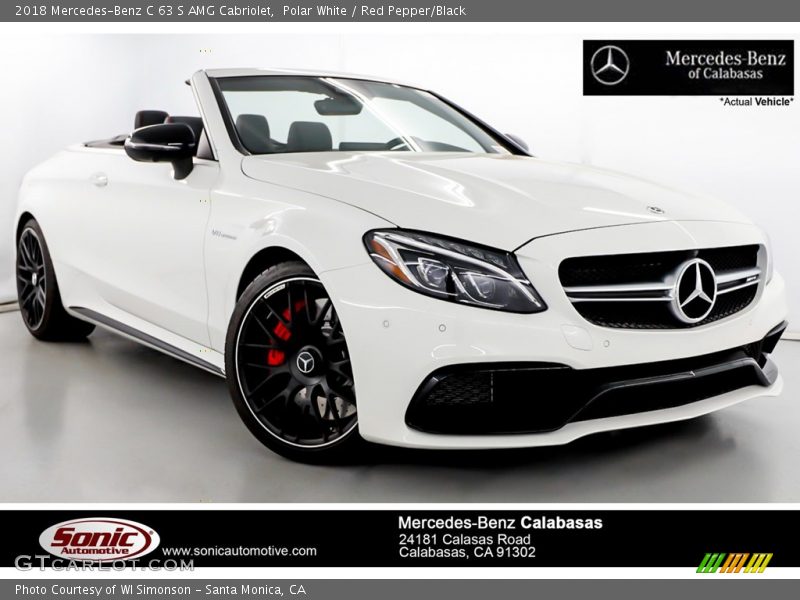 Polar White / Red Pepper/Black 2018 Mercedes-Benz C 63 S AMG Cabriolet
