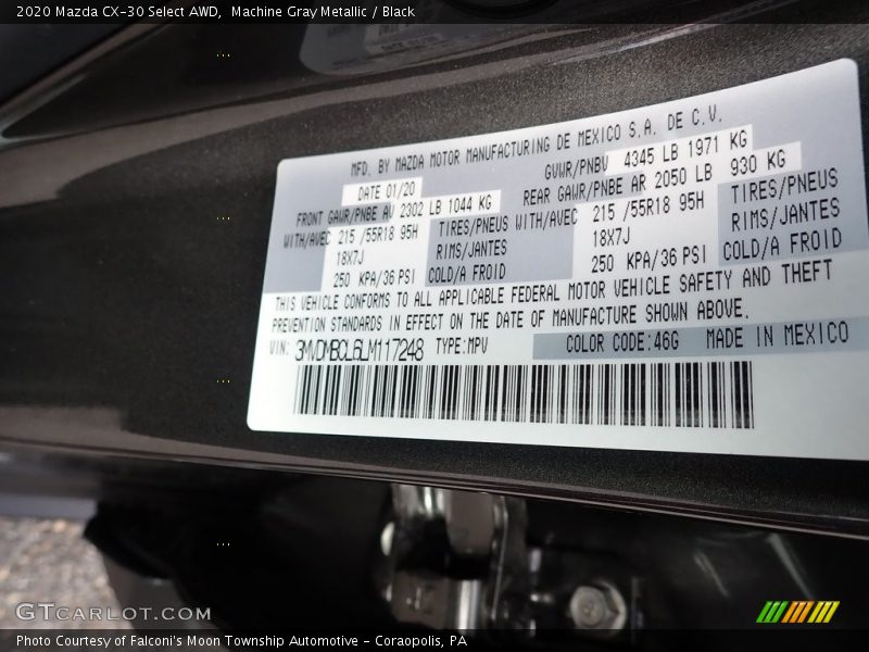 Machine Gray Metallic / Black 2020 Mazda CX-30 Select AWD
