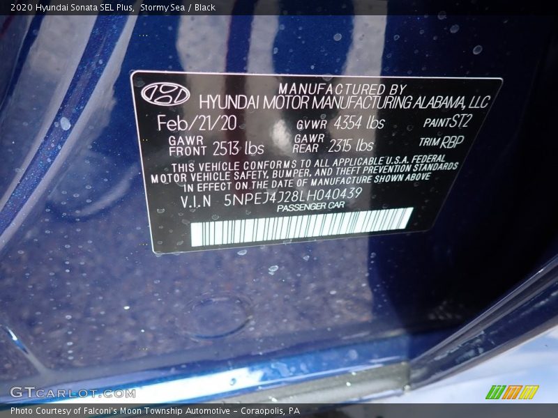 2020 Sonata SEL Plus Stormy Sea Color Code ST2