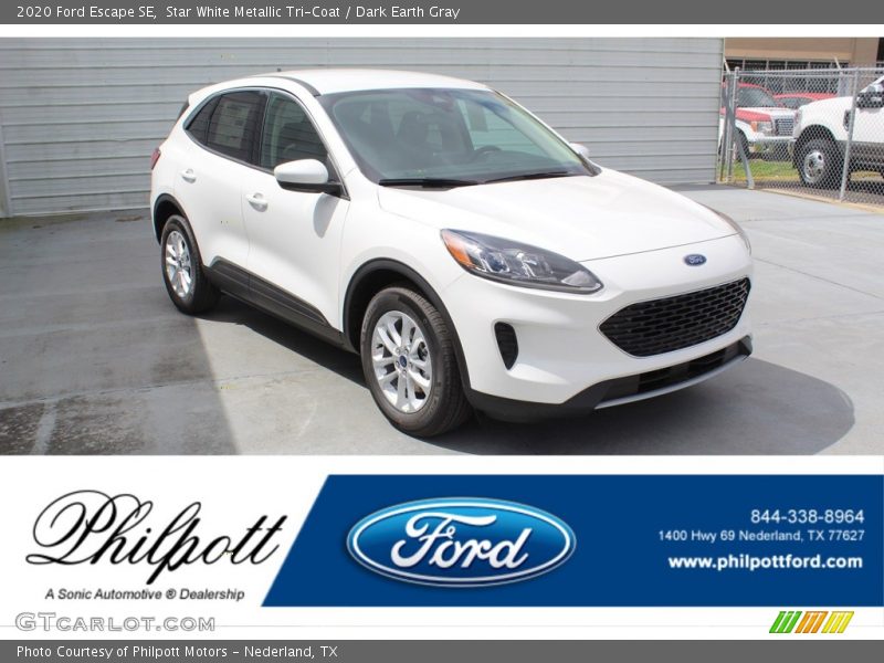 Star White Metallic Tri-Coat / Dark Earth Gray 2020 Ford Escape SE