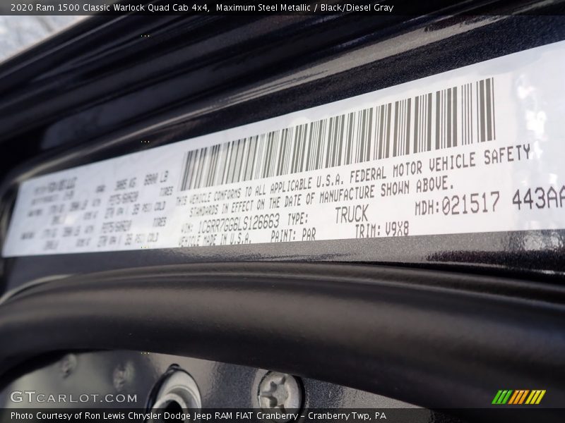 Maximum Steel Metallic / Black/Diesel Gray 2020 Ram 1500 Classic Warlock Quad Cab 4x4
