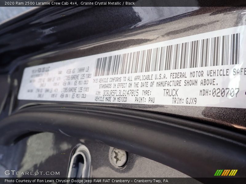 Granite Crystal Metallic / Black 2020 Ram 2500 Laramie Crew Cab 4x4