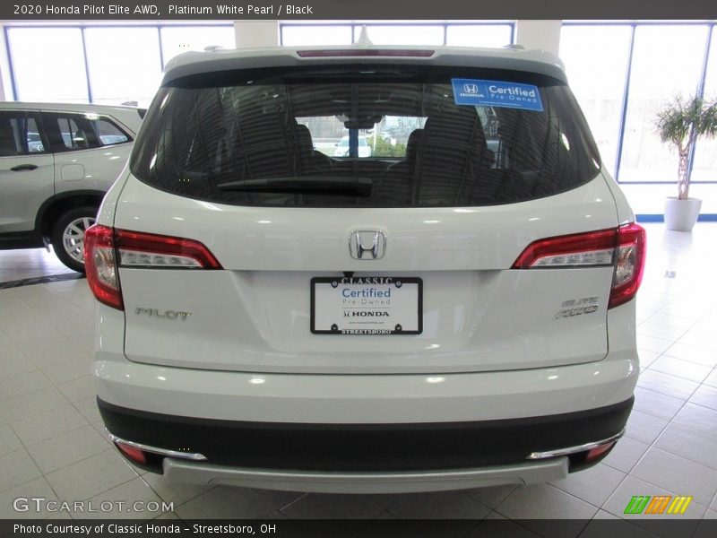 Platinum White Pearl / Black 2020 Honda Pilot Elite AWD