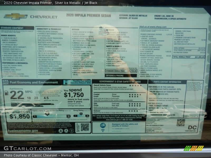 Silver Ice Metallic / Jet Black 2020 Chevrolet Impala Premier