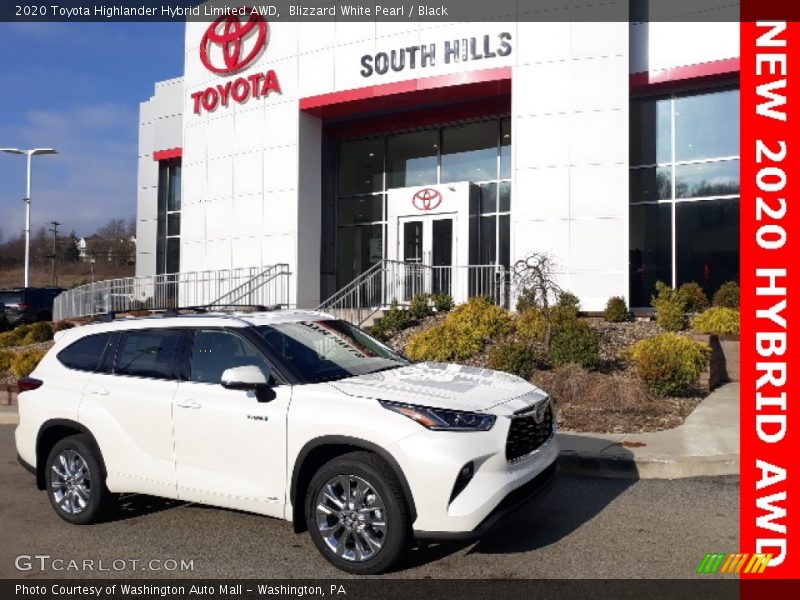 Blizzard White Pearl / Black 2020 Toyota Highlander Hybrid Limited AWD