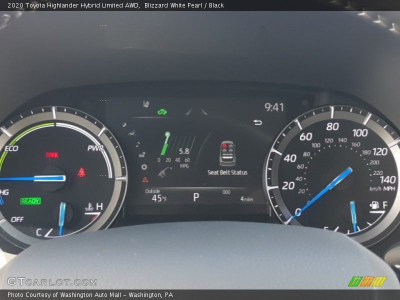 Blizzard White Pearl / Black 2020 Toyota Highlander Hybrid Limited AWD