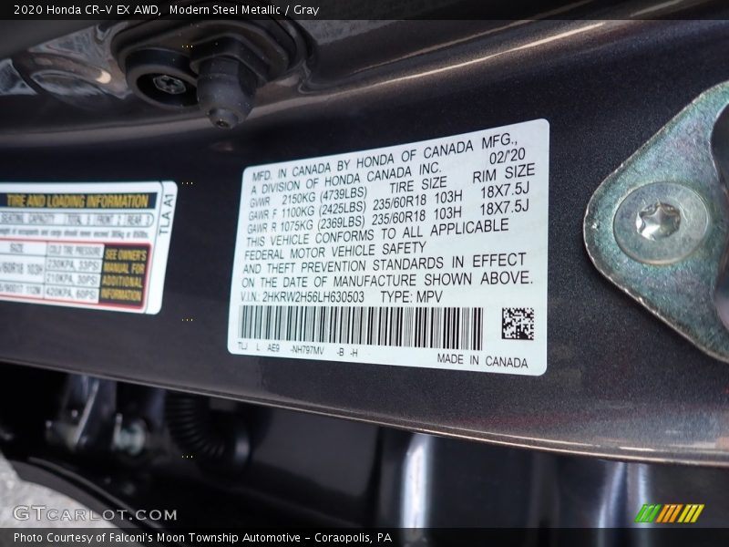 Modern Steel Metallic / Gray 2020 Honda CR-V EX AWD
