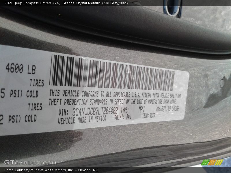 Granite Crystal Metallic / Ski Gray/Black 2020 Jeep Compass Limted 4x4