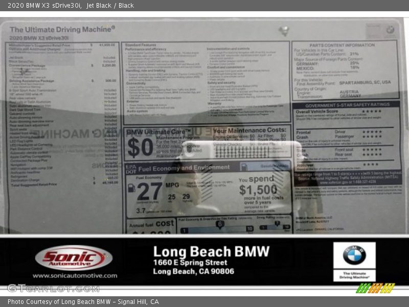 Jet Black / Black 2020 BMW X3 sDrive30i